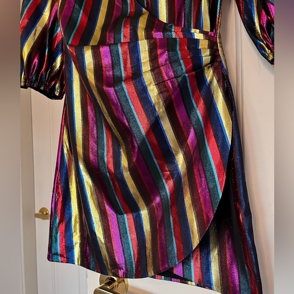 🥤 Lovers + Friends Frida Mini Dress Rainbow Metallic XXS Riverdale Wardrobe - Picture 7 of 16